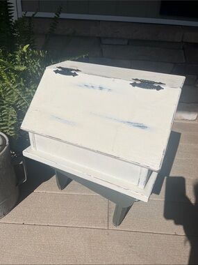 BREAD BOX! Distressed White Wooden Drop-Front Box